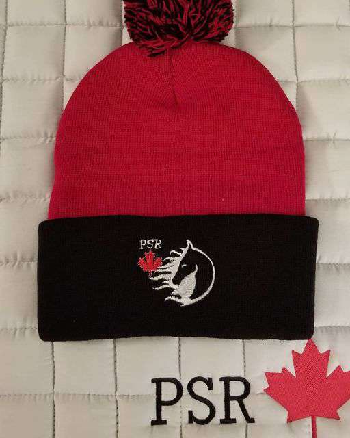pom-pom knit toque with psr canada logo
