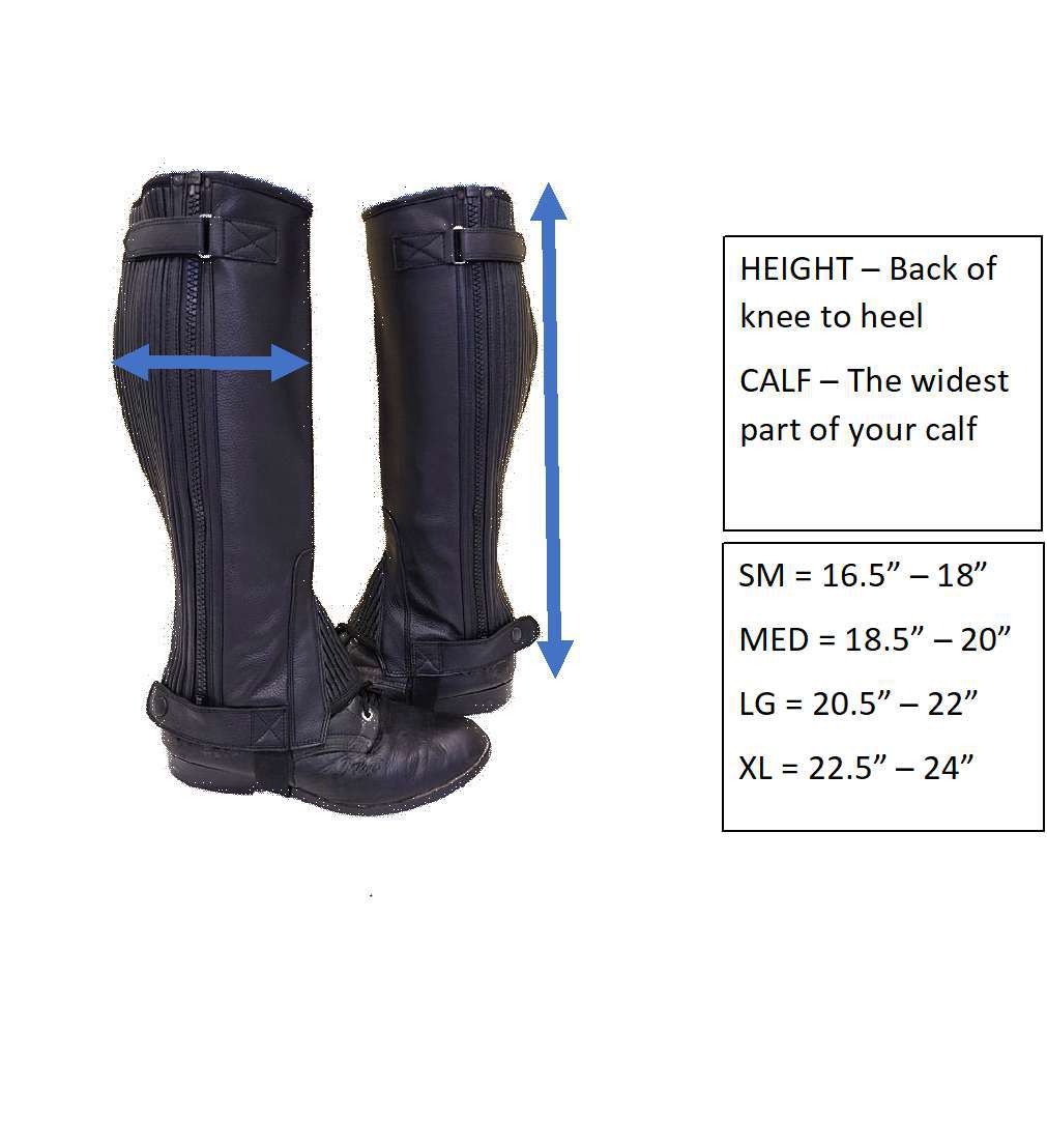 leather half chap with fancy stitching