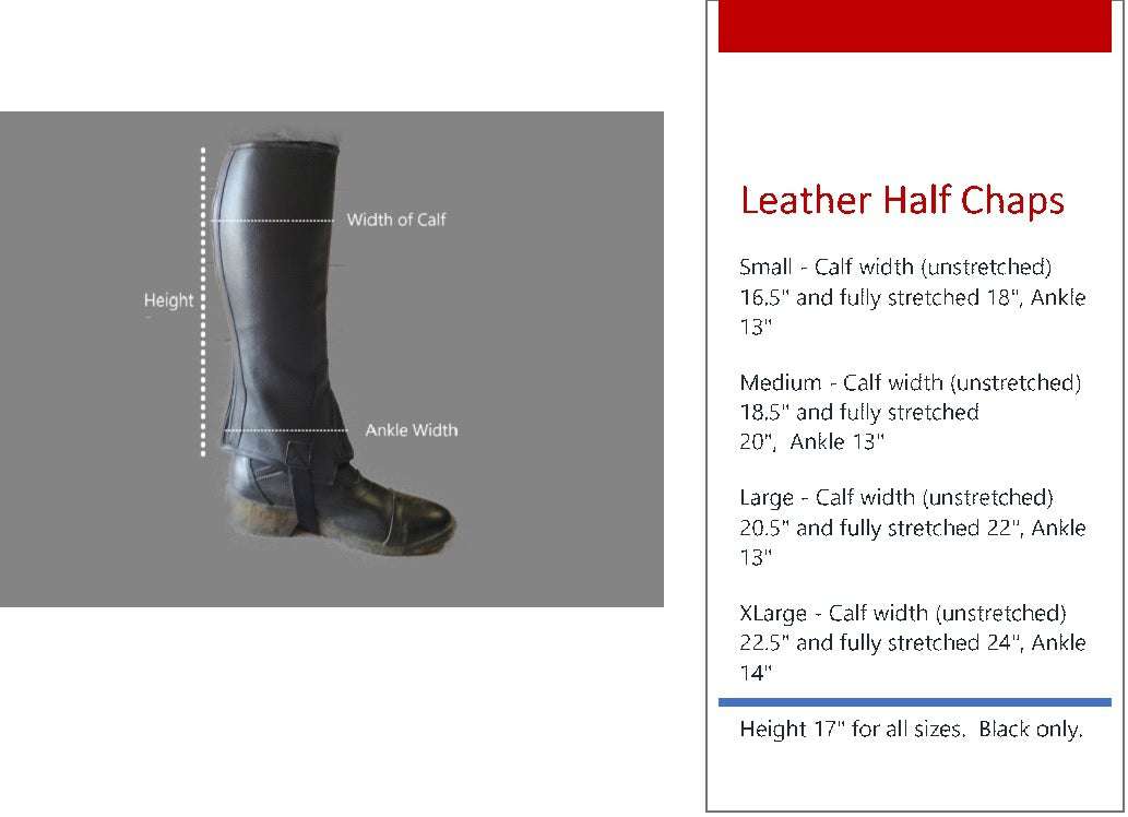 psr canada adult leather half chaps