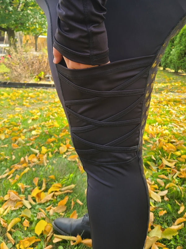 Torrid Leggings 2X Black Tie Dye Side Panel Fleece Lined NWT in