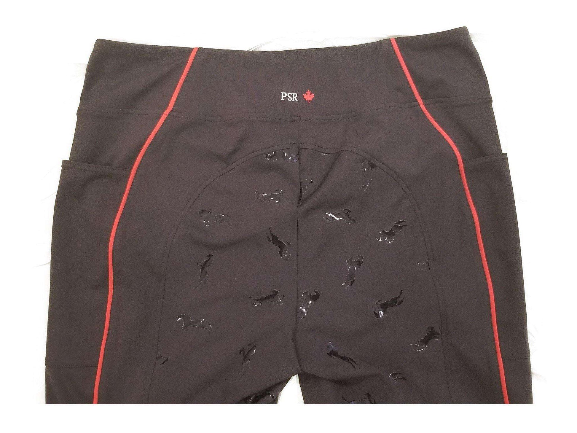 psr riding tights - black with red stripe